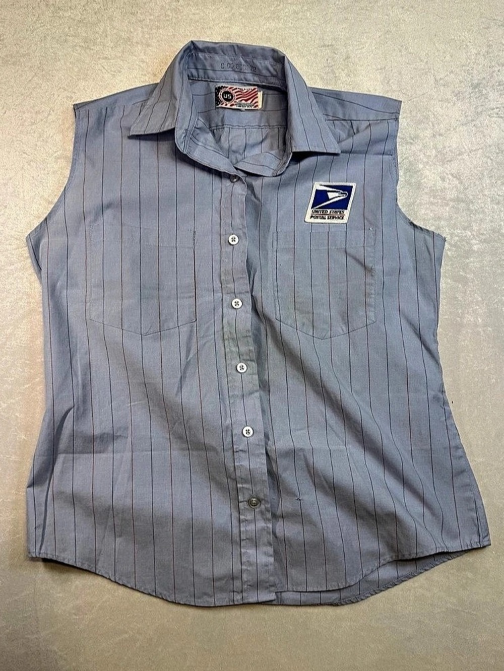 Vintage US Postal Service USPS uniform sleeveless shirt Striped Sleeveless Shirt